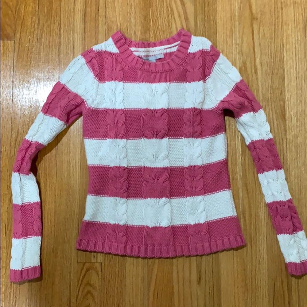 Old Navy pink white striped sweater sz XS